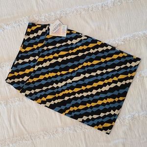 Lularoe Cassie Blue, Yellow and White zig zag pattern pencil skirt size Small